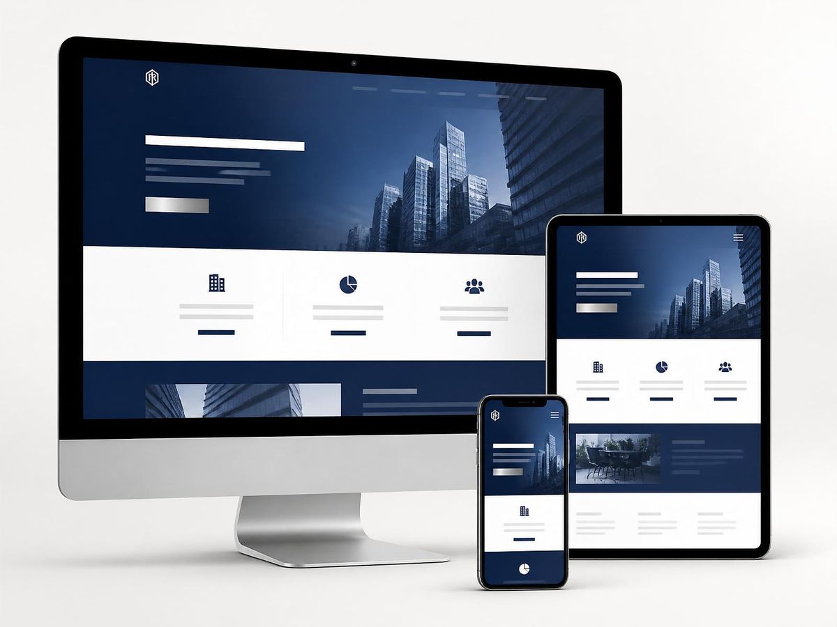 Professional website shown on desktop, tablet, and mobile